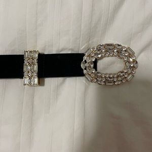 Zara black velvet belt with fabulous jewel buckle
